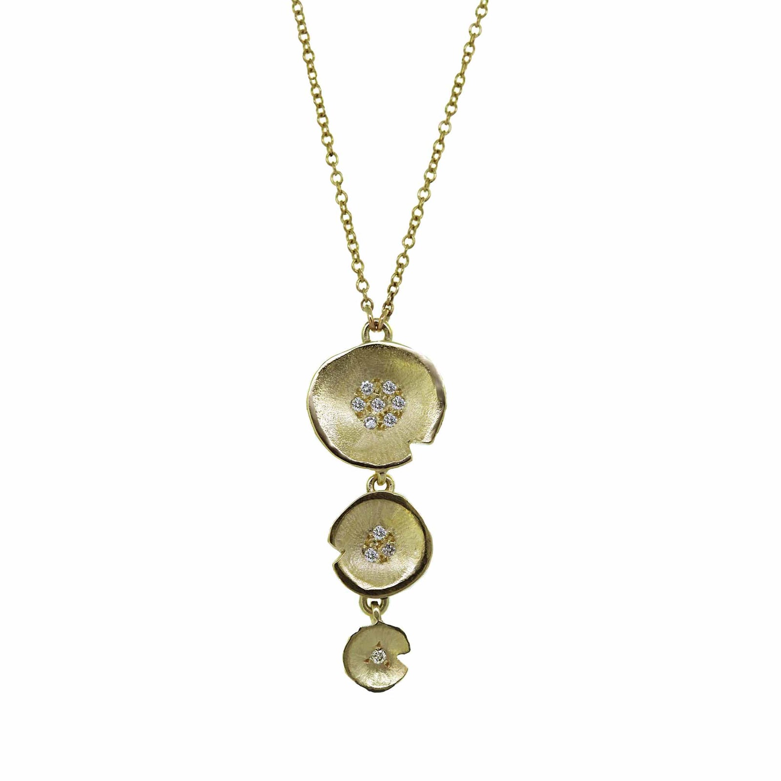 Tier Lilypad Necklace with diamonds.