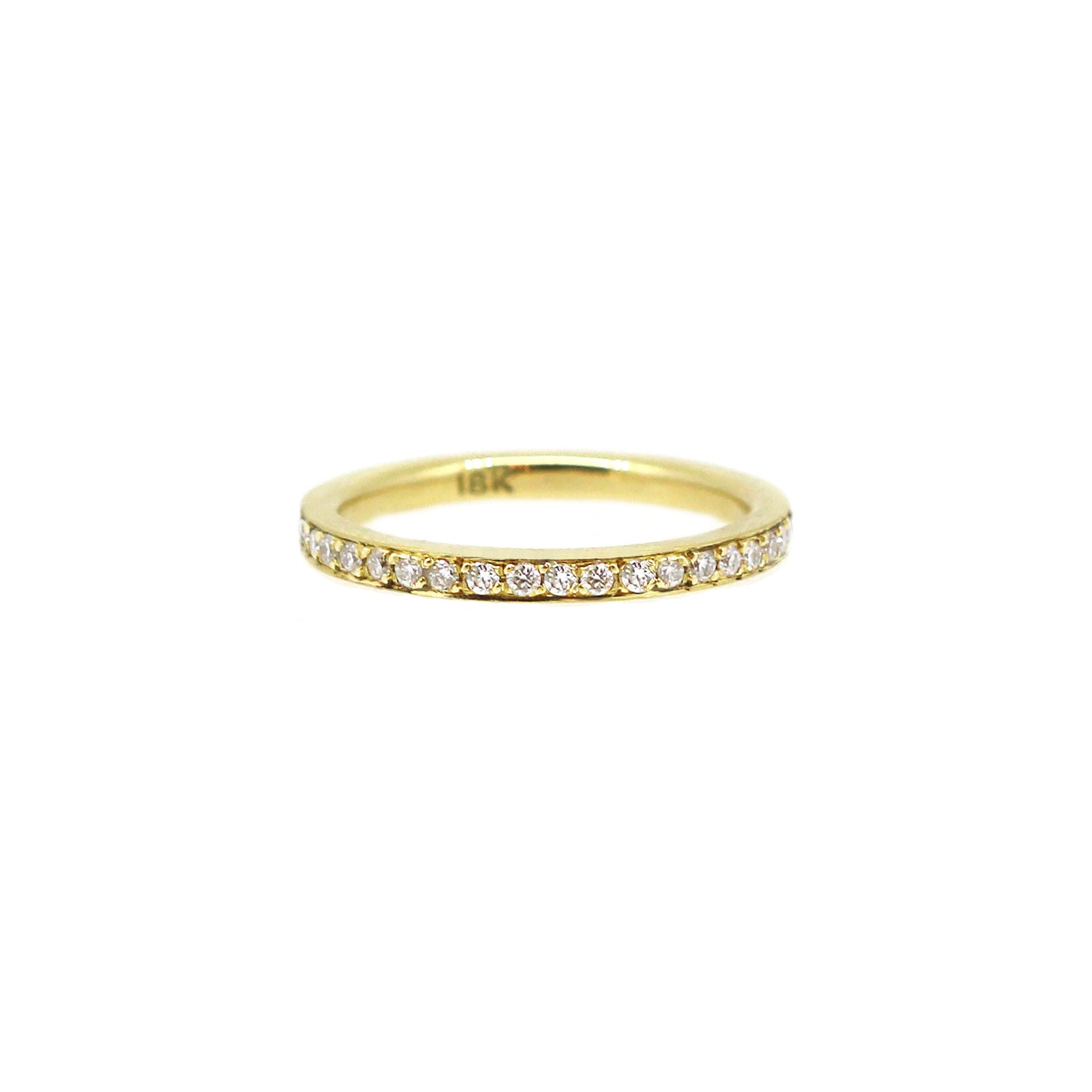 Yellow gold half set diamond ring in yellow gold