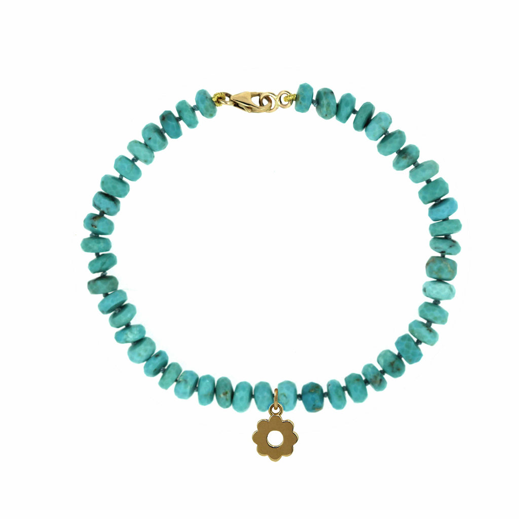 Daisy and Turquoise bead bracelet