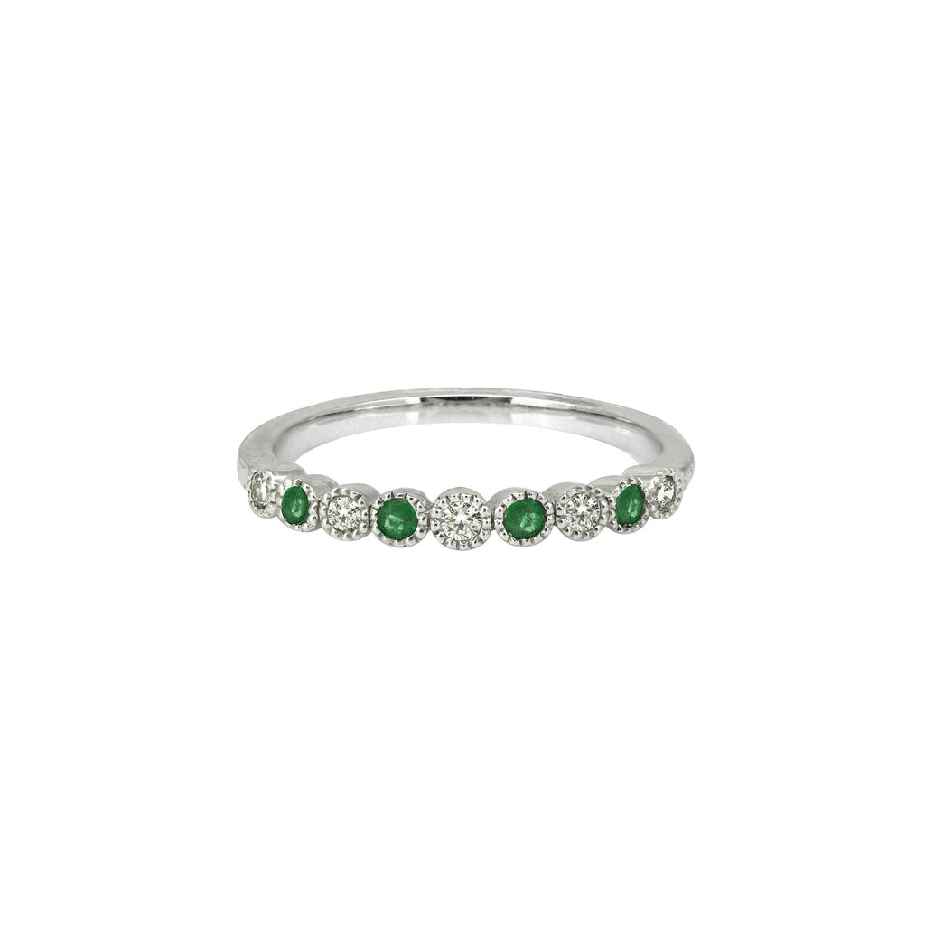 Emerald and Diamond Bud ring