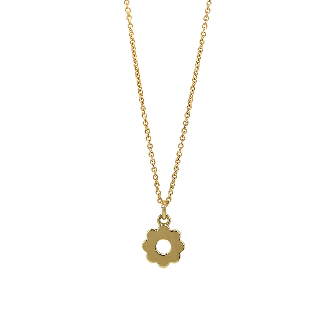 Mini Daisy charm necklace in yellow gold