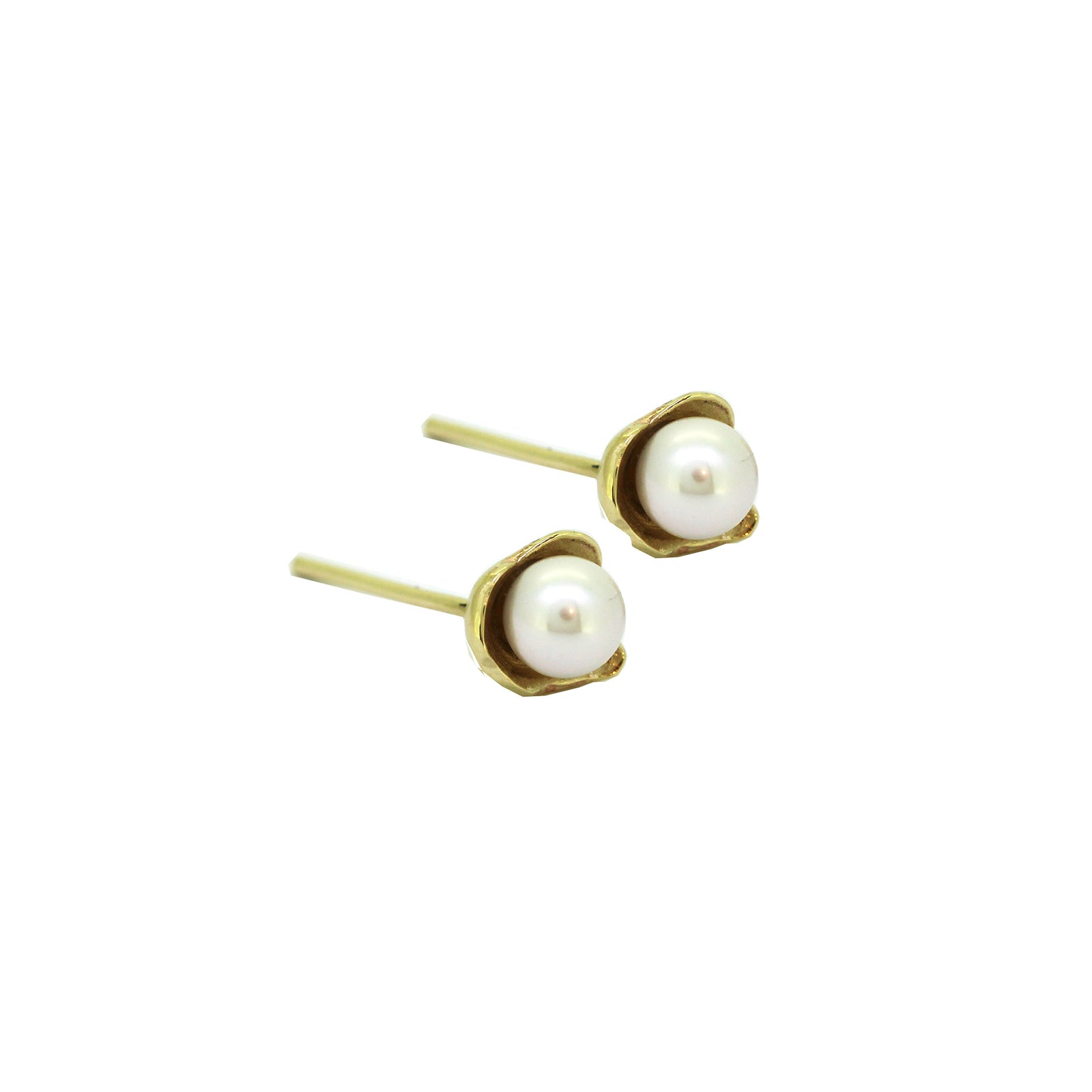 Petite Rockpool Pearl Gold Stud Earrings