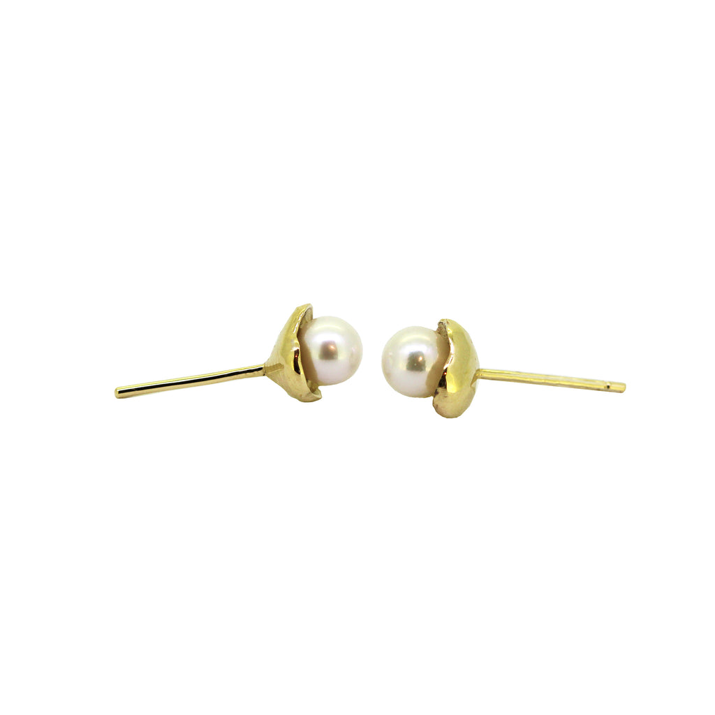 Petite Rockpool Pearl Gold Stud Earrings