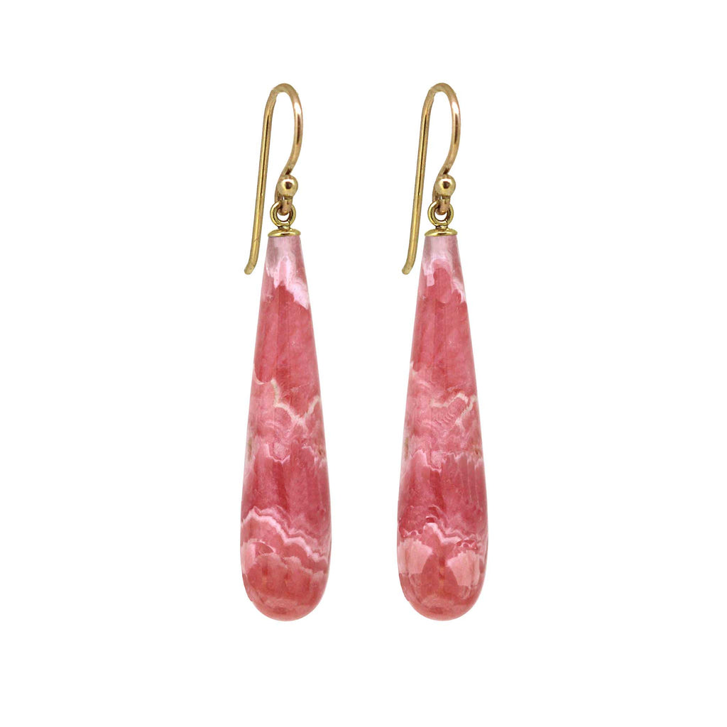 Long rhodochrosite drop earrings
