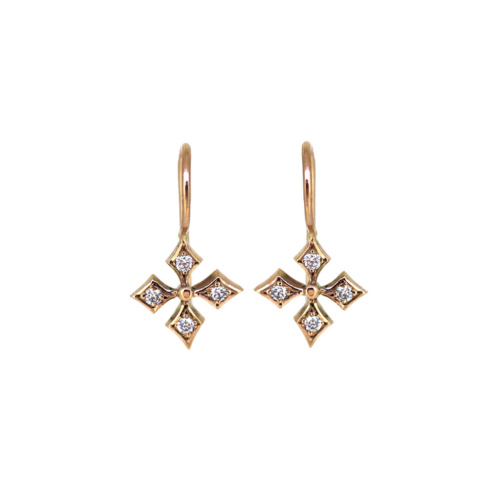 Rose Gold Diamond Snowflake Earrings