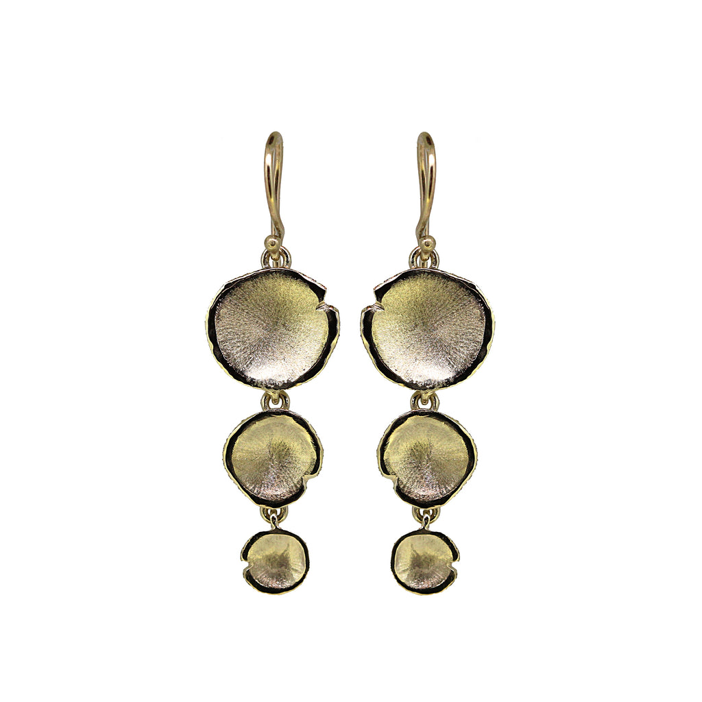 Gold Tiered Lilypad Earrings
